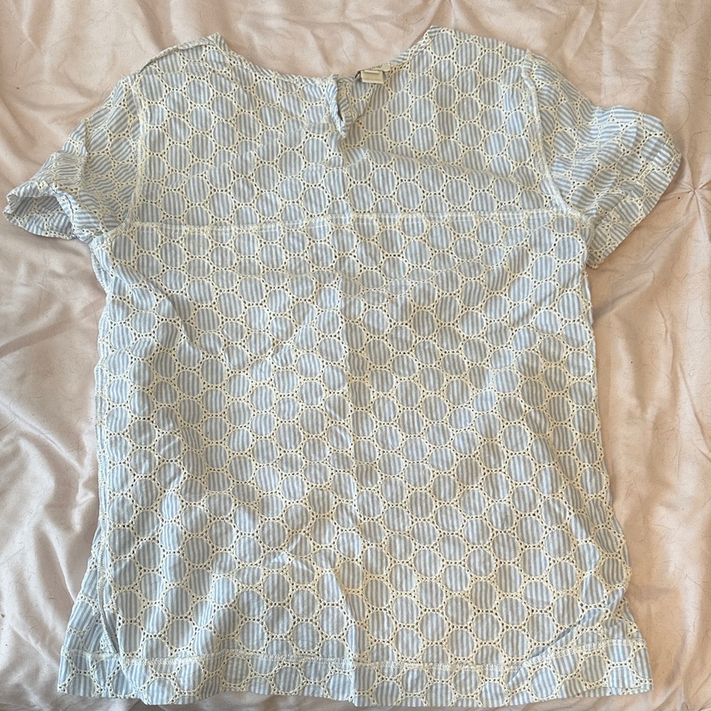 J. Crew Sky Blue Patterned Blouse - image 1